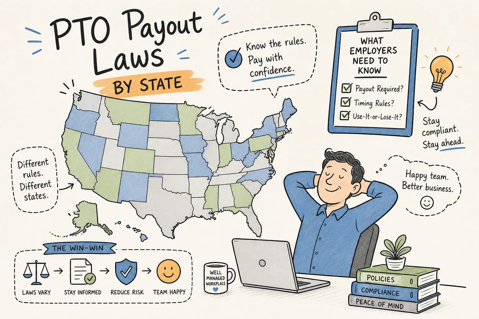 Illustration of an unused PTO balance being calculated at separation.